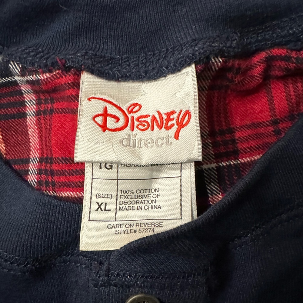 Men’s Disney Grumpy 100% cotton Navy and Red Plaid Pajama set - XL - Picture 2 of 2